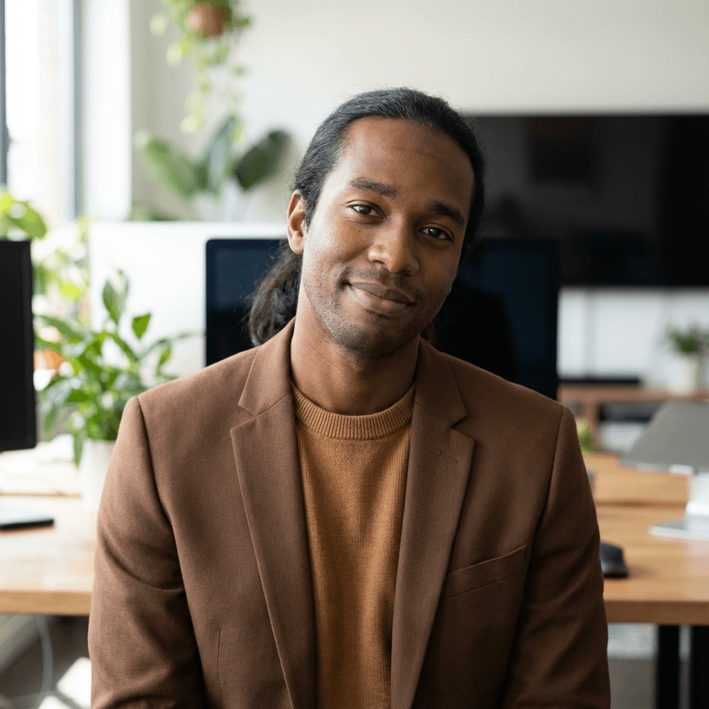 Oliver Hall, founder and lead consultant, smiling in a modern office